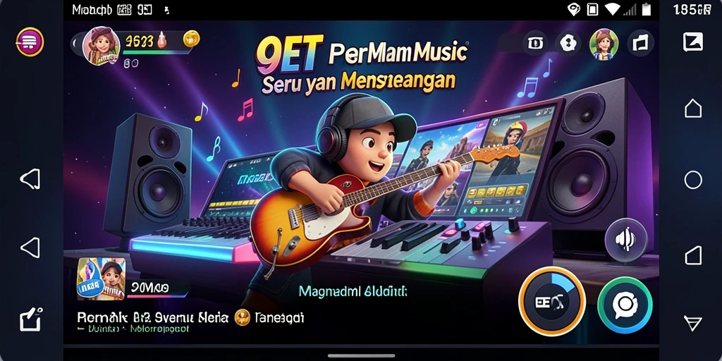 Tampilan gameplay 9ET dengan berbagai tantangan musik yang seru.