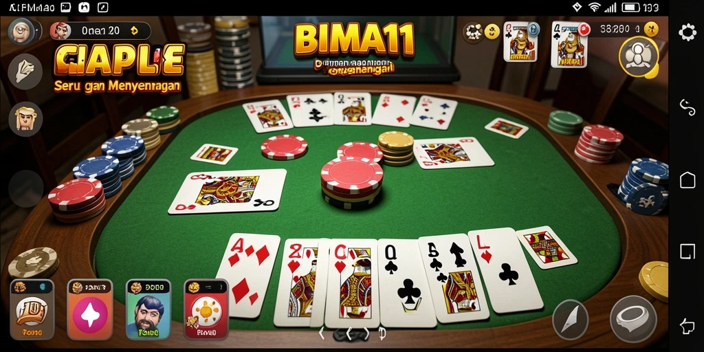Screenshot gameplay BIMA11 menampilkan permainan Gaple yang seru.