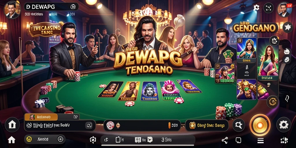 Screenshot gameplay DEWAPG yang menunjukkan suasana Live Casino yang nyata.