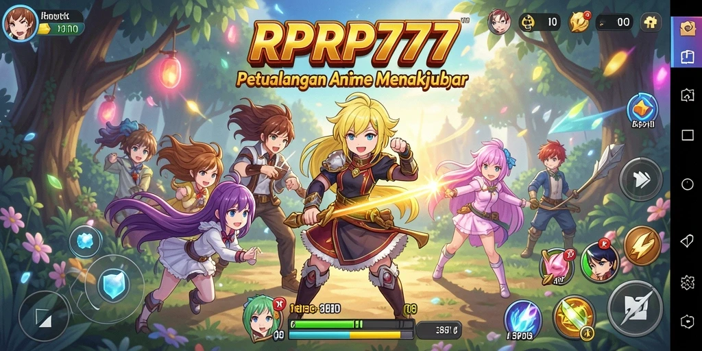Tampilan gameplay menakjubkan di RPRP777 dengan karakter Anime yang beraksi.