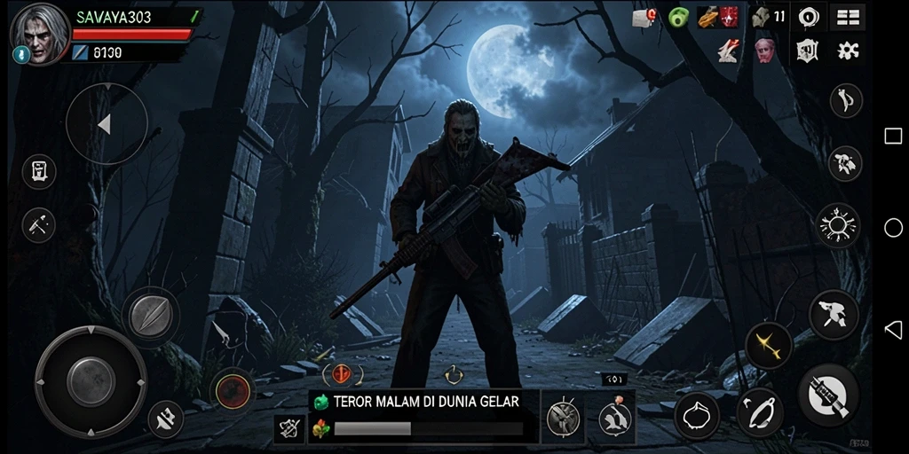 Tangkapan layar menampilkan gameplay horror yang mendebarkan dengan atmosfer gelap.
